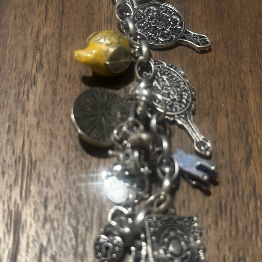 Silver Charm Bracelet with Yellow Accent